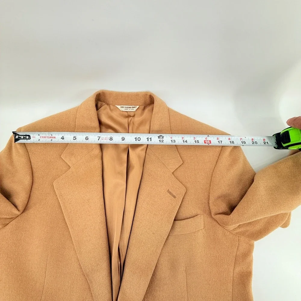 Vtg Bill‎ Blass Made in USA Wool Blazer Men's Tan Brown Classic Two Button Coat
